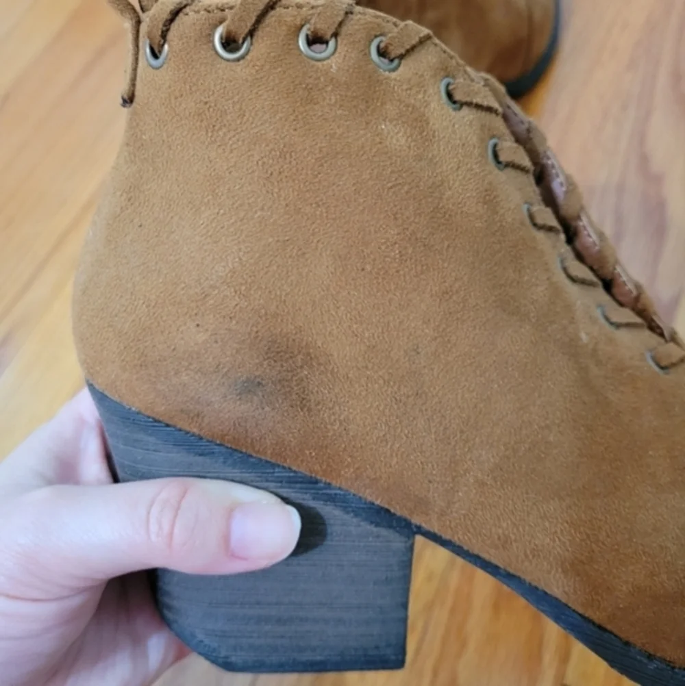 Coconuts by Matisse Bamba Suede V Cut Brown‎ Chunky Heel Ankle Boots 7.5 Western